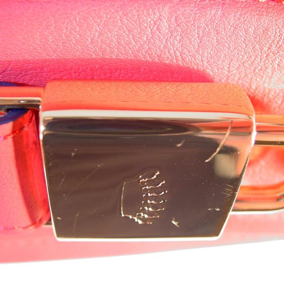JUICY COUTURE Gold Lock Pink Leather Envelope Clutch Bag $198 - Picture 8 of 12